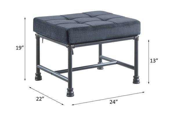 English Elm Brantley Gray Velvet Ottoman with Sandy Gray Finish — Memory Foam Seat, Metal Frame, Accent Pillow Included B2726P287570