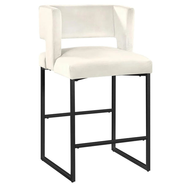 English Elm Modern Glam Counter Stools Set of 2 Velvet Cushioned Seats with Gold Metal Legs Black+Cream B011P423331