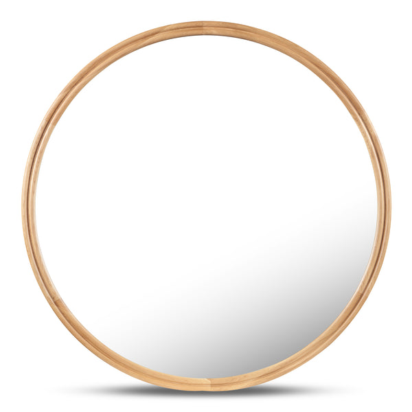 English Elm Alcott Solid Oak Round Wall Mirror Natural Grain Finish for Entryways and Powder Rooms B2769P498402