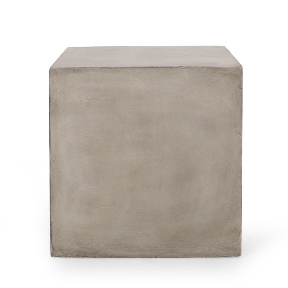 English Elm Outdoor Mgo Concrete Cube Side Table for Patio Deck or Garden Lounge Spaces 70882.00