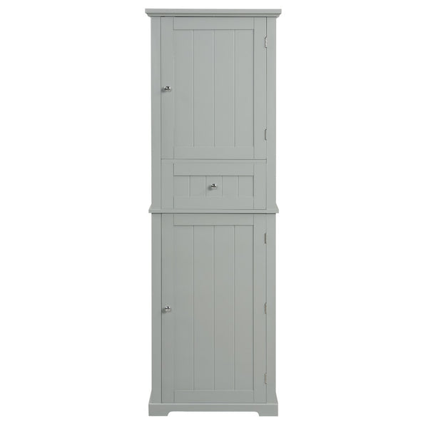 English Elm Tall Bathroom Storage Cabinet - Stylish Freestanding Organizer With Drawer & Adjustable Shelf In Grey N725P206890E-GIGA