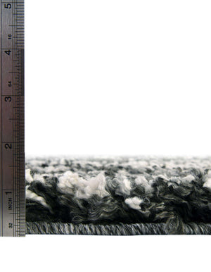 Unique Loom Hygge Shag Valley Machine Made Abstract Rug Black and White, Gray 7' 10" x 10' 0"