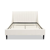 English Elm Aspen Vertical Tufted Modern Headboard Platform Bed Set, Queen, Cloud White Performance Velvet