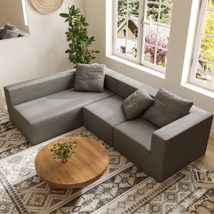 English Elm L Shaped Modular Sectional Sofa - 110" Corduroy Comfort With Movable Ottoman For Stylish Living Spaces W3670S00002