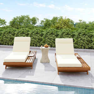 English Elm Christopher Knight Home® - Lounge Chaise Set With Adjustable Headrest, Acacia Wood Frame & Water-Resistant Cushions For Outdoors N770P253442T_N770P285267B