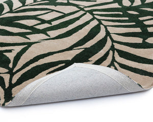 Sunpan PALMA Hand-Woven Tropical Rug - Green & Beige 9' x 12' for Indoor & Outdoor Spaces, Easy Care 108290