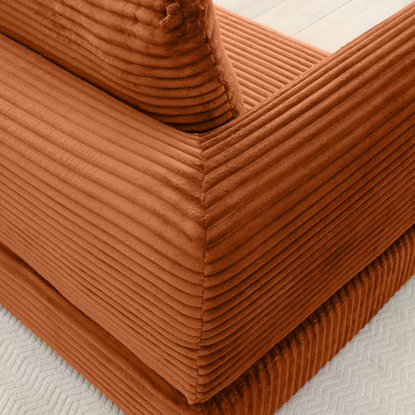 English Elm 2-in-1 Corduroy Futon Sofa Sleeper with Foam Fill and Modular Floor Profile Orange W1117P417304