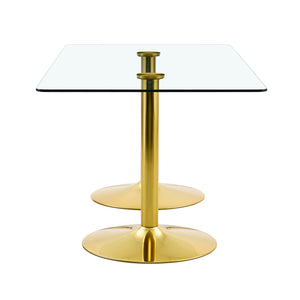 English Elm A Tempered Glass Rectangular Dining Table with Silver Metal Legs Seats Six W1151S04198