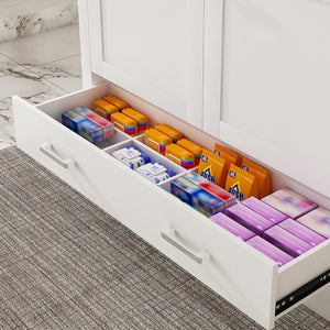 English Elm Modern 43" Bathroom Vanity With Carrara White Top, Soft-Close Drawer & Durable Mdf Cabinet Design W509S00139