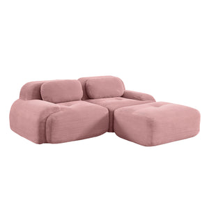 English Elm 82'' Modular L-shaped Sectional Sofa Corduroy Upholstered with Curved Arms for Living Room W714S01404