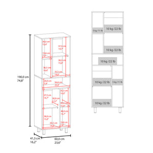 English Elm Bryce Tall Pantry Cabinet in Kronos White — Two-Door MDF Storage with Adjustable Shelves, Slim Design B200P335366