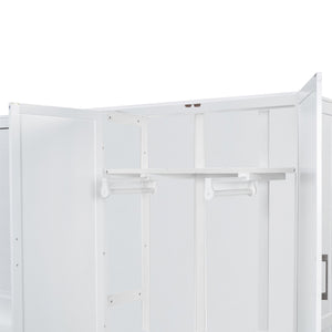 English Elm Queen Murphy Bed with Wardrobe Cabinet Hydraulic Lift Mdf Space Saving Wall Unit White LP000581AAK-1