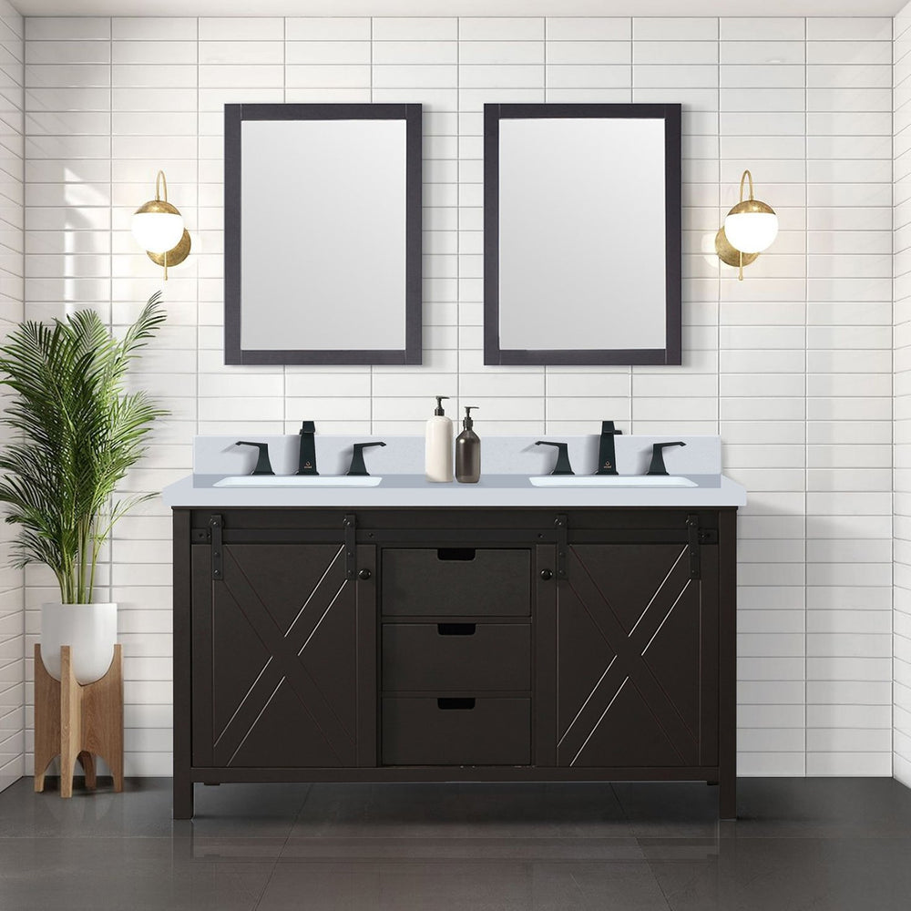 English Elm Brown Double Bath Vanity With Cultured Marble Countertop - Elegant Storage Solution For Any Bathroom B2731P260137