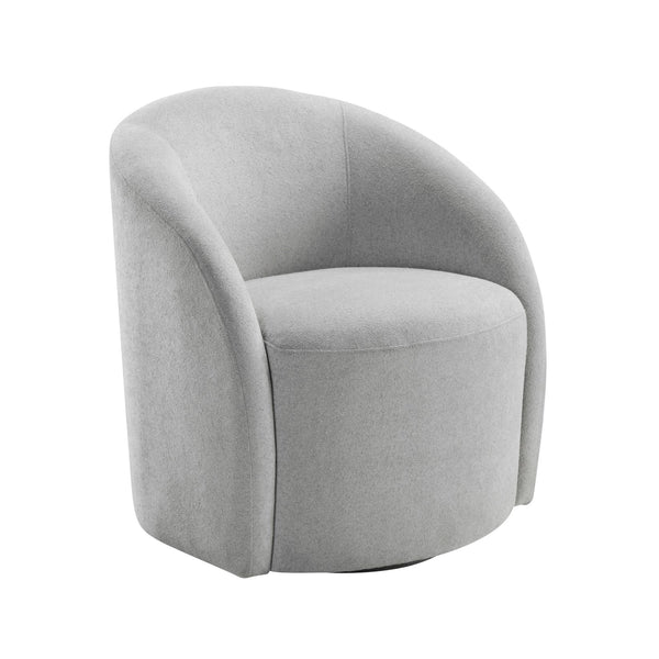 English Elm Light Gray Boucle Swivel Barrel Chair with Solid Wood Frame, 360° Swivel, Foam Over Coils, No Assembly Required B011P305081