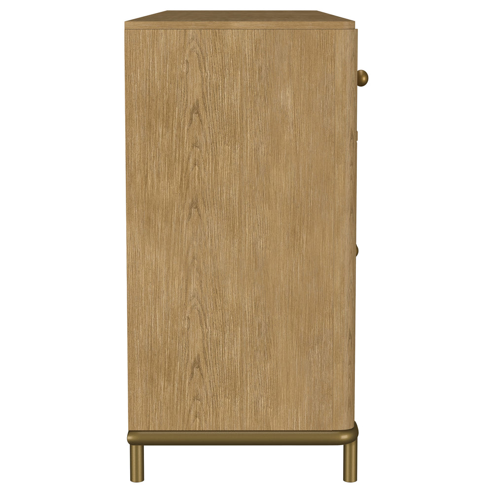 English Elm Benson Sand Wash Sideboard with Cane Fronts — 2 Drawers, 4 Doors, Solid Rubberwood, Textured Warmth B062P374113