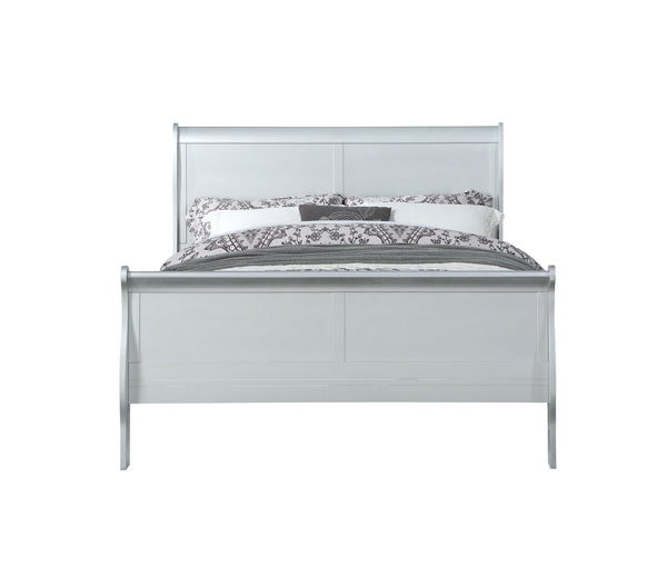 English Elm Louis Philippe Platinum Finish 2-Piece Bedroom Set: Elegant Queen Sleigh Bed & Nightstand Combo B2726S00174
