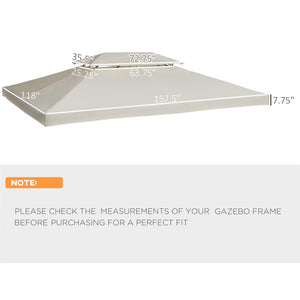 English Elm Outsunny Two-tier Vented Gazebo Replacement Canopy Uv Polyester Cover Cream White W2225P200888