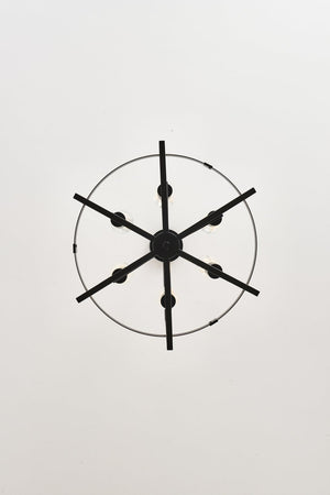 English Elm 6-light Matte Black Tiered Lantern Chandelier Industrial Farmhouse Foyer Pendant W5008P464229
