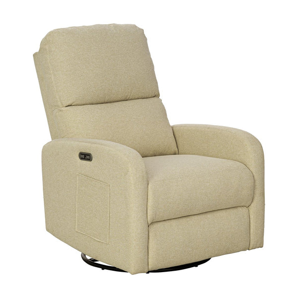 JLA Home INK+IVY - Power Dakota Recliner with Swivel, Glider & USB Charging — Power Recline, Storage Pocket, Plush Comfort Beige II103-0600