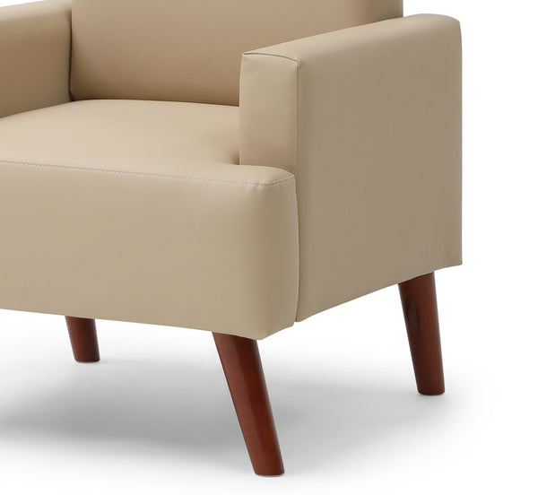 English Elm Ventura Tufted Velvet Accent Chair Compact Button Detail for Living Room or Bedroom Beige B078P497892