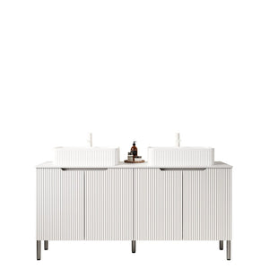 English Elm Turio 60" Freestanding Bathroom Vanity Set With Carrara White Countertop & Soft-Close Storage Doors W2615S00131-GIGA