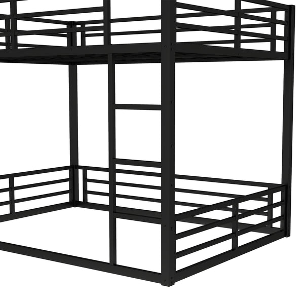 English Elm Metal Queen Over Queen Bunk Bed – Space-Saving Design For Teens & Adults, No Box Spring Needed, Black W1580S00140
