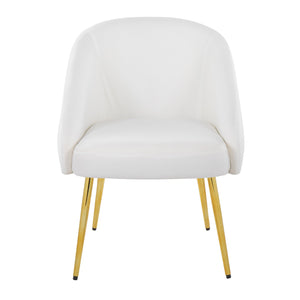 English Elm Contemporary Velvet Accent Chair with Gold Metal Legs for Living Room Decor White B202P223653
