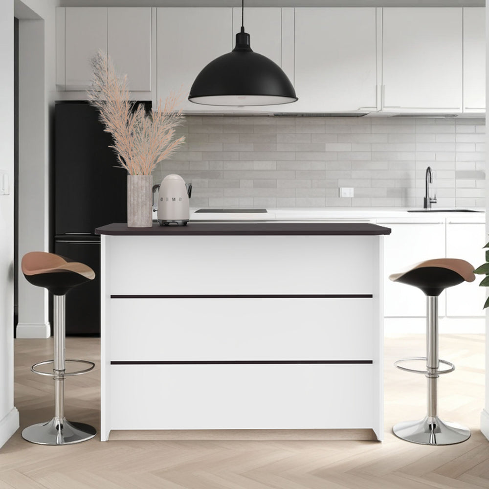 English Elm Freestaning Kitchen Island Counter Table with Open Shelves for Small Space Meal Prep B200S00463