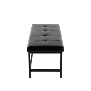 English Elm Bench Upholstered in Faux Leather with Powder Coated Frame for Bedroom or Entryway B202S02134