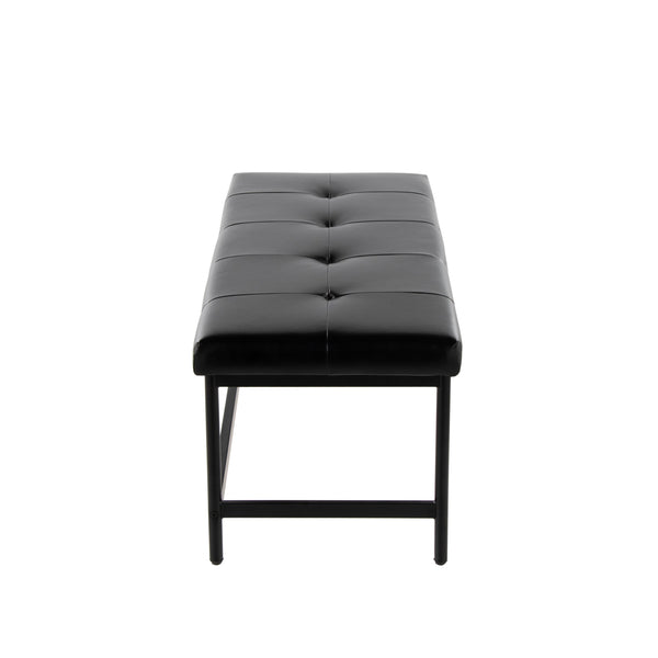 English Elm Bench Upholstered in Faux Leather with Powder Coated Frame for Bedroom or Entryway B202S02134