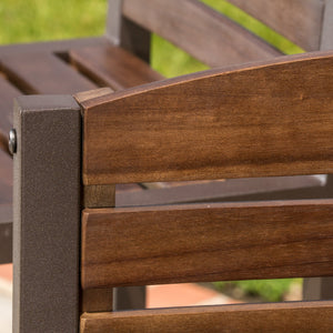 English Elm Christopher Knight Home® - Milos Acacia Wood Barstool Set of 2 — Modern Industrial Outdoor Seats, Powder-Coated Iron Frames Durable 57485.00DBRN