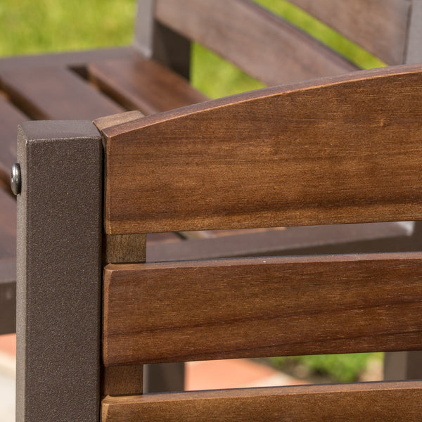 English Elm Christopher Knight Home® - Milos Acacia Wood Barstool Set of 2 — Modern Industrial Outdoor Seats, Powder-Coated Iron Frames Durable 57485.00DBRN