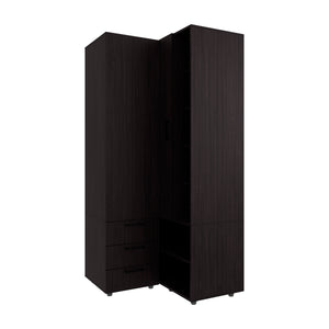 English Elm Armoire with Built-In Mirror and Ample Storage — 4 Doors, 2 Drawers, 4 Shelves, Eco-Friendly Finish Black 59.45 L x 22.05 W x 5.51 H B097S00212