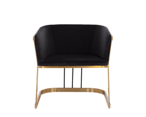 Sunpan Caily Lounge Chair - Modern Elegance with Brushed Gold Frame and Stylish Black Steel Legs Abbington Black