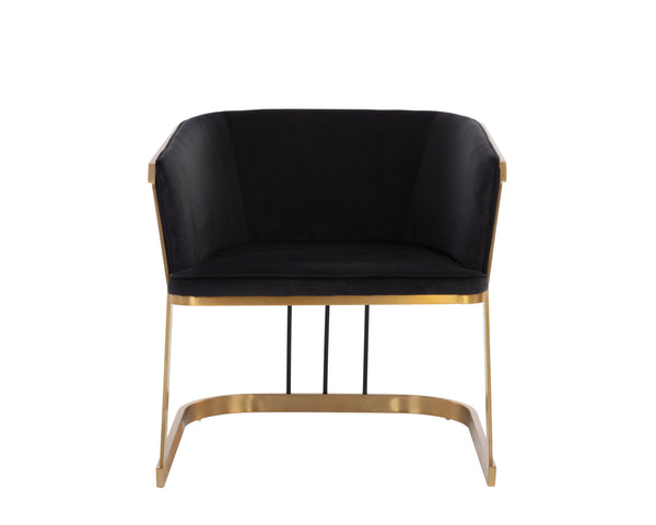 Sunpan Caily Lounge Chair - Modern Elegance with Brushed Gold Frame and Stylish Black Steel Legs Abbington Black