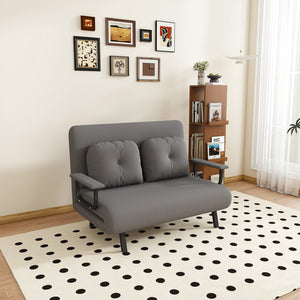 English Elm 46" Wide Corduroy Sleeper Sofa Bed Convertible Folding Chair for Two with Adjustable Backrest Grey W2700P431034