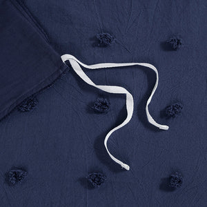 JLA Home Urban Habitat - Cotton Brooklyn Cotton Jacquard Duvet Cover Set with Tufted Chenille Dots, Quilted Euro Shams and Pillows Navy UH12-2265