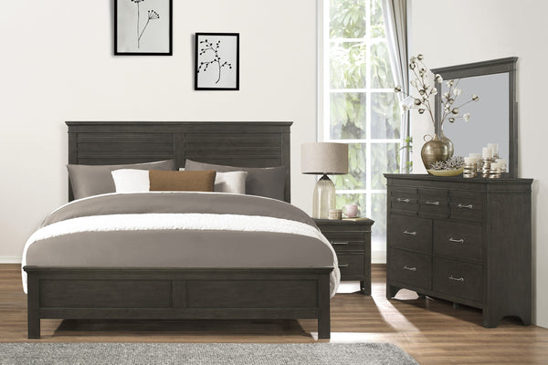 English Elm 1pc Blaire Farm Charcoal Gray Finish 7-Drawer Transitional Dresser with Okume Veneer, Rustic Appeal and Fixed Pulls Charcoal grey 57.75 L x 19 W x 44.25 H B011P220616