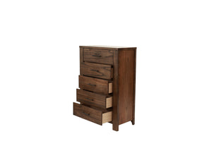 English Elm Oak 5-Drawer Chest of Drawers 34"x17"x49"H – Oak Veneer Bedroom Storage, Contemporary Wood Finish B011P244398