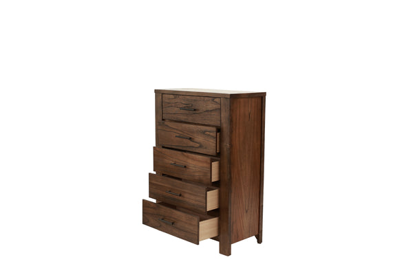 English Elm Oak 5-Drawer Chest of Drawers 34"x17"x49"H – Oak Veneer Bedroom Storage, Contemporary Wood Finish B011P244398