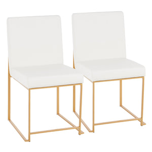 English Elm High Back Fuji Chic Dining Chair Set In Gold & White Faux Leather – Modern Glam For Any Space! B202P223546