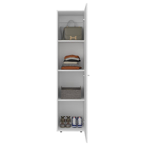 English Elm Deftones Tall Narrow Wenge Cabinet Four Shelves Slim Floor to Ceiling Bedroom Storage B128P485412