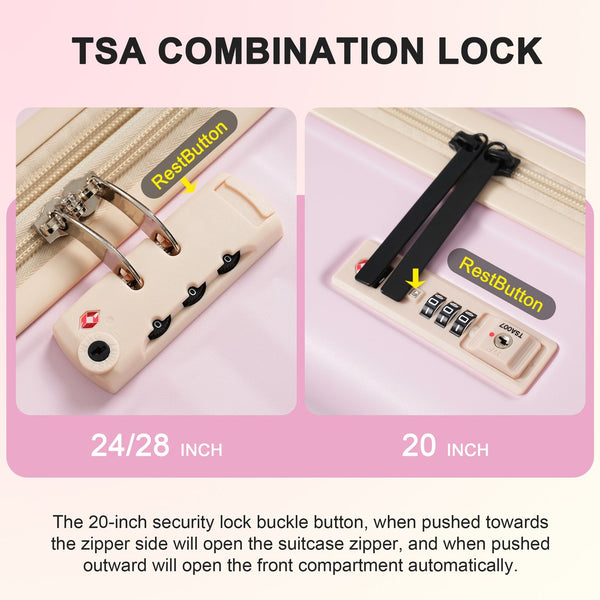 English Elm Luggage 5 Piece Abs Hardshell Travel Set with Usb Port Spinner Wheels and Tsa Lock Pink N732P265290U