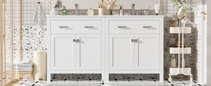 English Elm 60" Modern Bathroom Vanity Set with Double Ceramic Sinks, Soft-Close Doors, Flip Drawer & Storage White N729P000002K