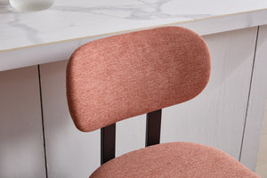 English Elm Bar Stools Set of 2 Upholstered Fabric Seat with Foam Cushion Black Metal Legs Orange W3244P310203