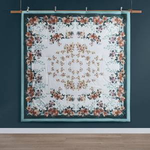 JLA Home Madison Park - 5 Floral Cotton Comforter Set with Decorative Pillows — Shabby-Chic Teal Garden Print, OEKO-TEX Certified, Machine Washable 90 L x 90 W x 1.5H MP10-8207
