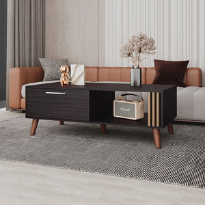 English Elm Barrville Coffee table with lift-up storage, slatted black & light oak finish, sturdy angled legs B092P269898