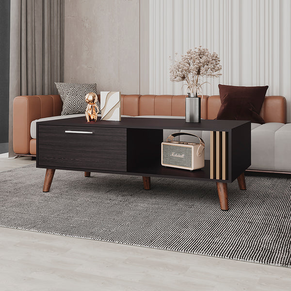 English Elm Barrville Coffee table with lift-up storage, slatted black & light oak finish, sturdy angled legs B092P269898