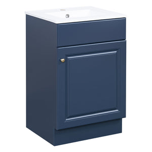 English Elm [video] 20 Inch Freestanding Bathroom Vanity with Ceramic Sink Soft Close Cabinet Blue N759P237946C