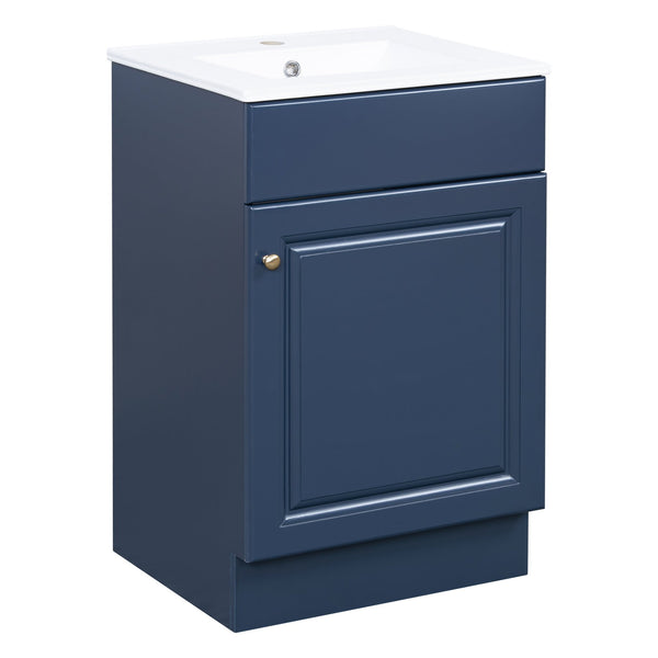 English Elm [video] 20 Inch Freestanding Bathroom Vanity with Ceramic Sink Soft Close Cabinet Blue N759P237946C